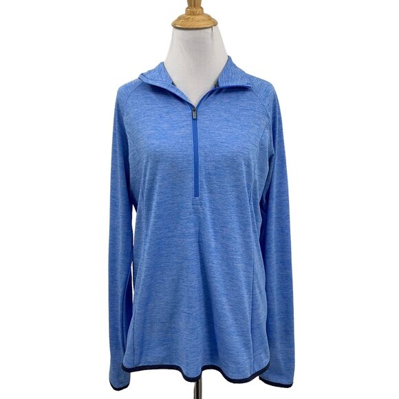 Under Armour Top Women M Medium Blue Run Half Zip Long Sleeve Thumbhole Shirt - Picture 1 of 14